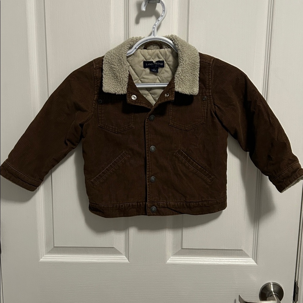 Lands End Toddler Sherpa Lined Corduroy Jacket Brown Size‎ 4